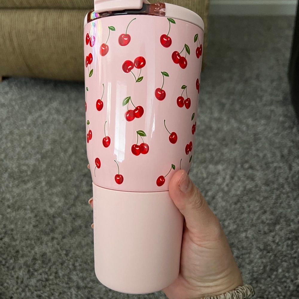 Limited Pink Tumbler with Cherry Design